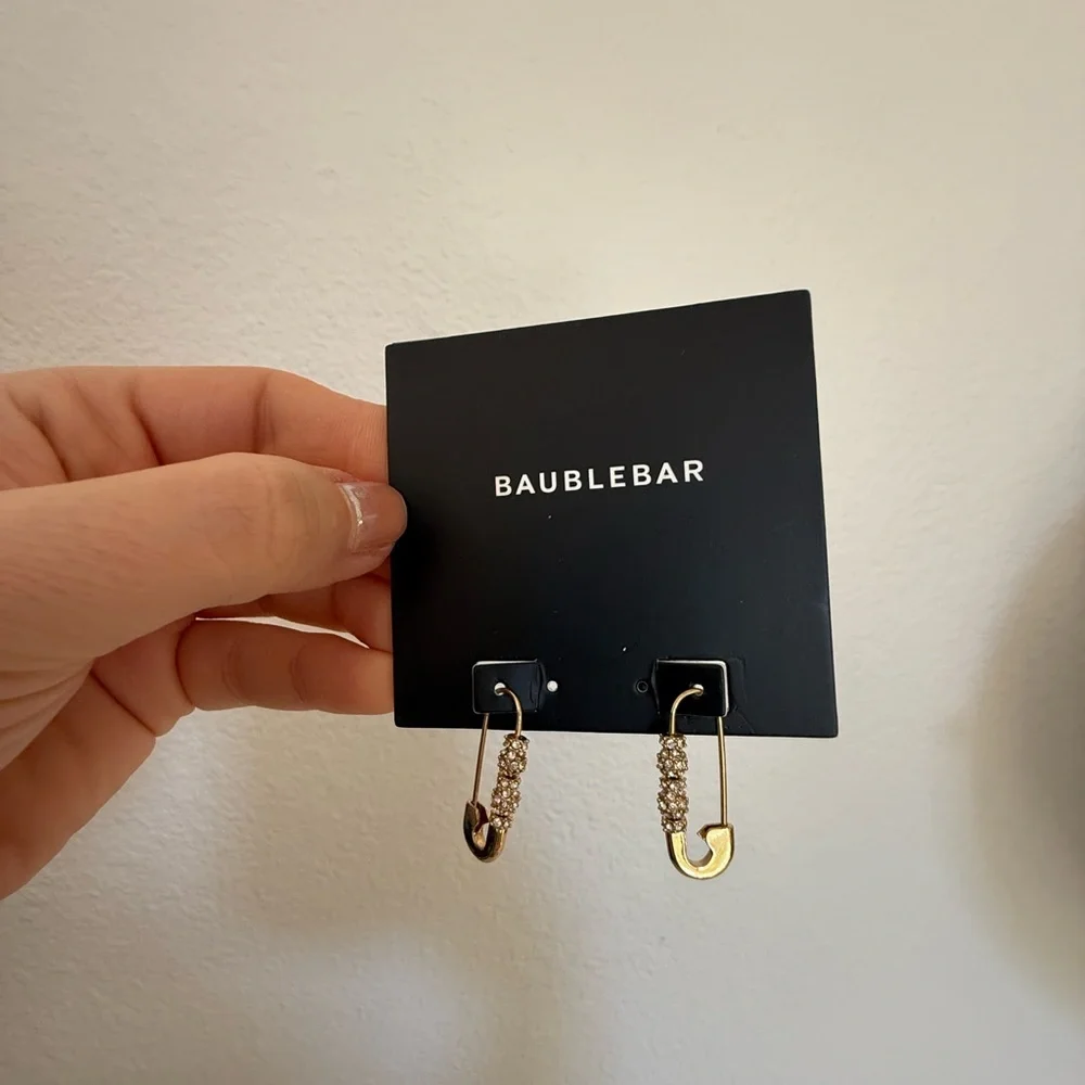BaubleBar Gold and Silver Safety pin Earrings